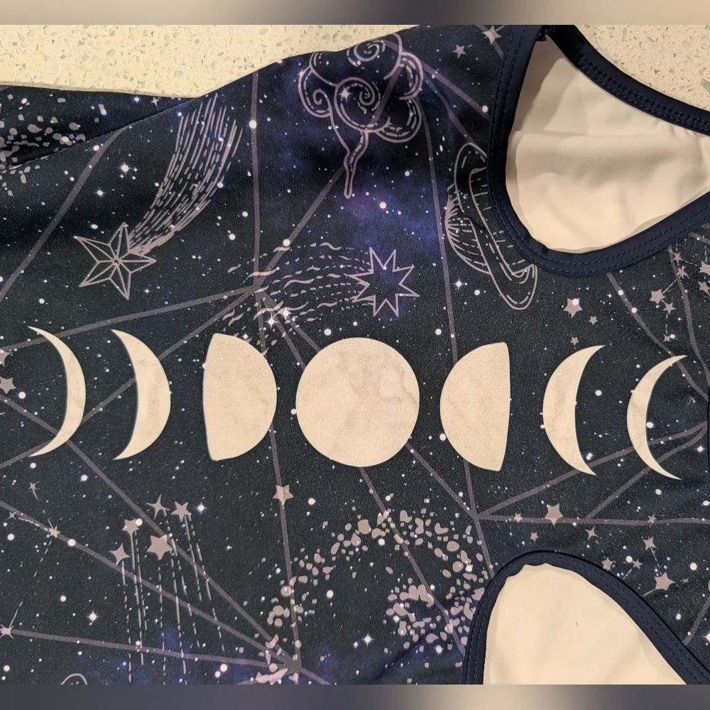 CELESTIAL GALAXY Destira Gymnastics Dance Leotard Extra Large MOON PHASE Zodiac - Picture 5 of 6